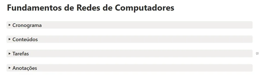 Página das disciplinas