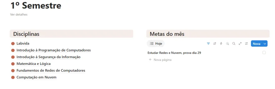 Pagina do semestre